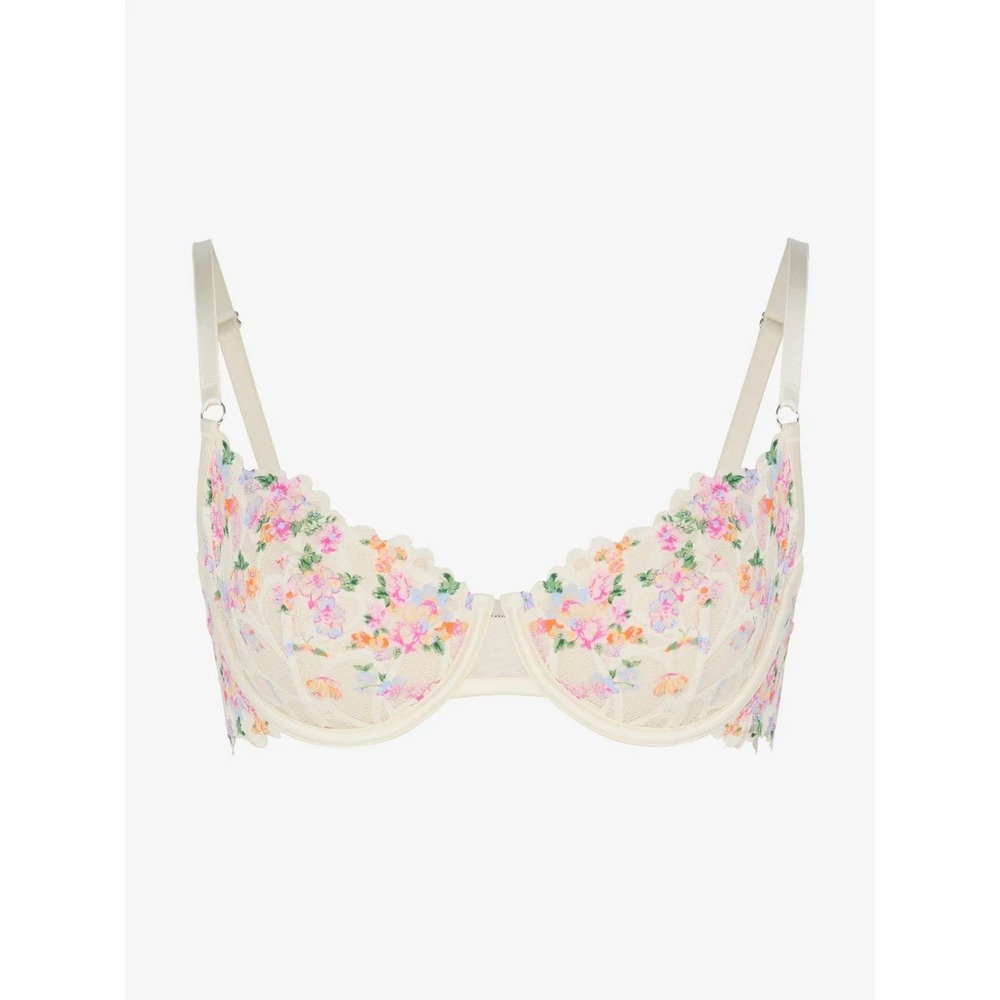 Savage X Fenty Savage Not Sorry Printed Lace Unlined Balconette Bra 36C Cream